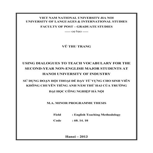 Using dialogues to teach vocabulary for the second-year non-English major stu...