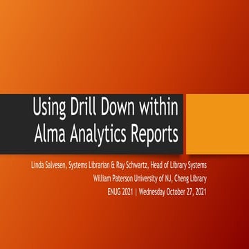 Using drill down within alma analytics reports