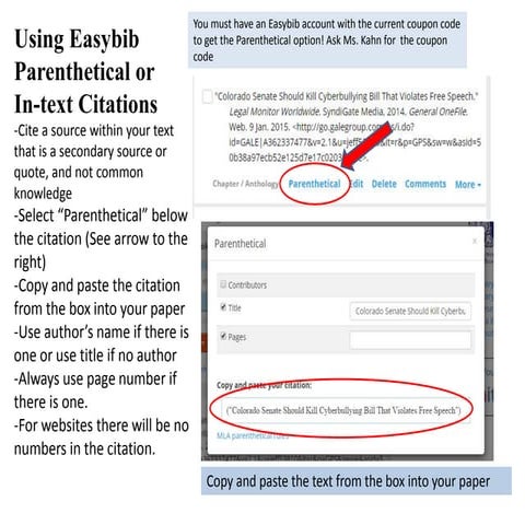 Using easbib to create in-text citations