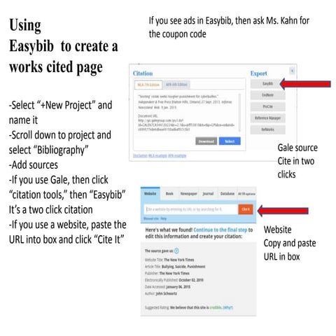 Using easybib to create a works cited page