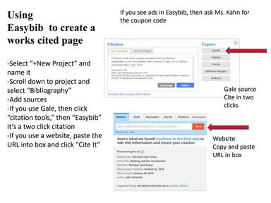 Using easybib to create a works cited page