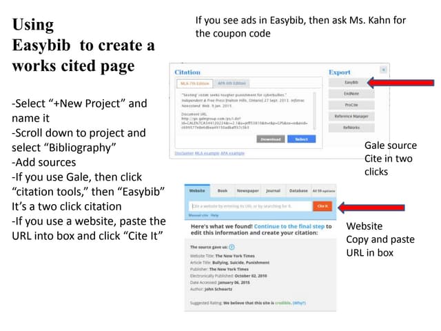Using easybib to create a works cited page