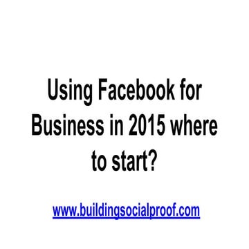 Facebook For Business Tutorial 2015