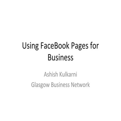 Using FaceBook Pages for Business