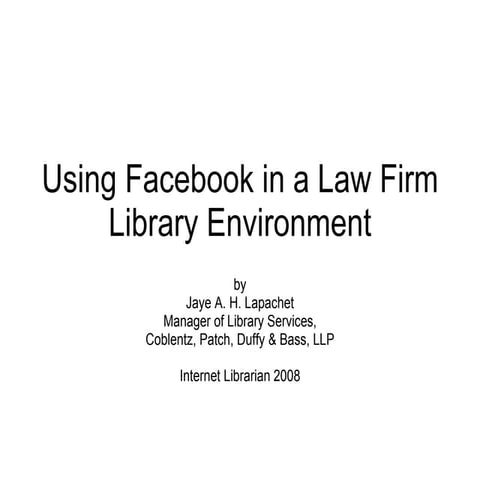 Using Fb In A Law Firm Il2008