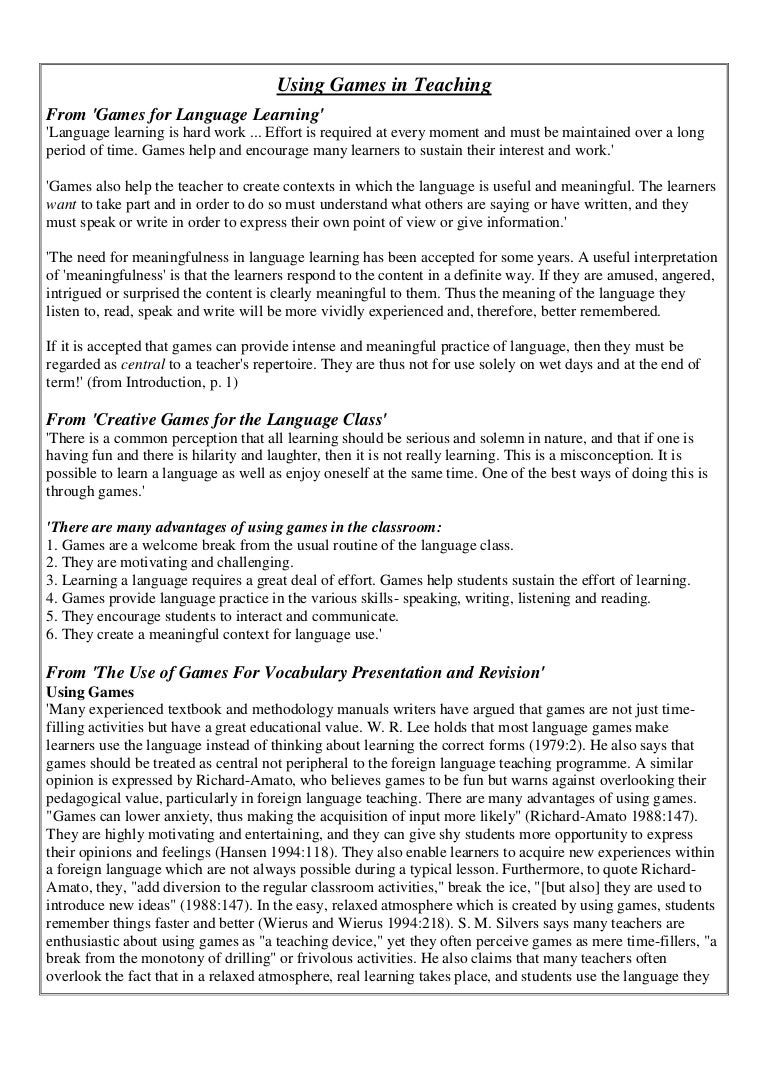 Using games in teaching