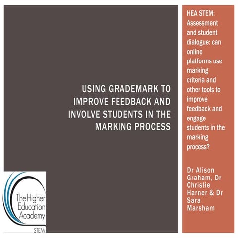 Using GradeMark to improve feedback and involve students in the marking process 