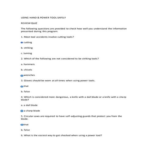 Checklist for Pre-Use Inspection of Power Tools - Safety and ...