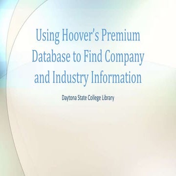 Using Hoover's to Find Company and Industry Information