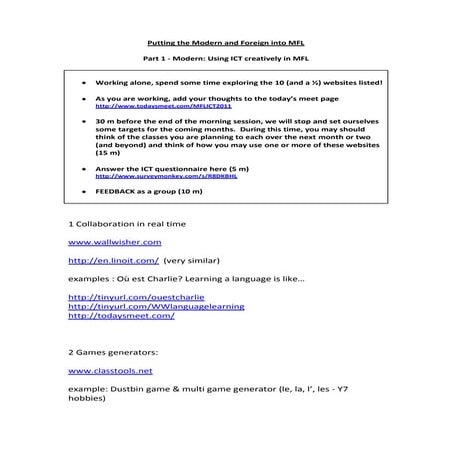 Using ICT creatively in MFL - PGCE University of York