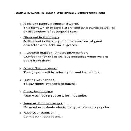 Using idioms in essay writings