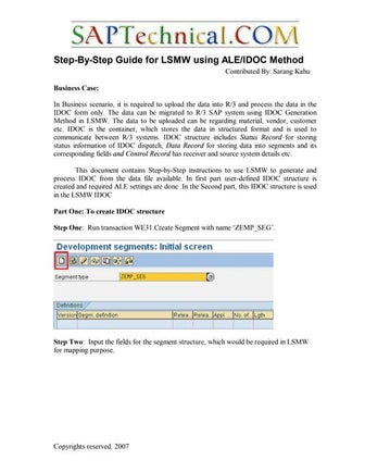 Using idoc method in lsmw