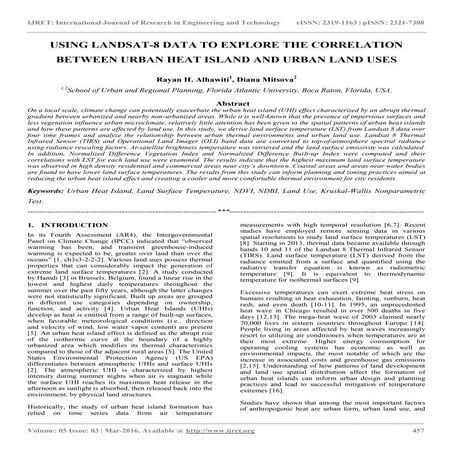 Using landsat 8 data to explorethe correlation between urban heat island and ...