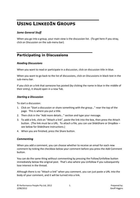 Using LinkedIn Groups