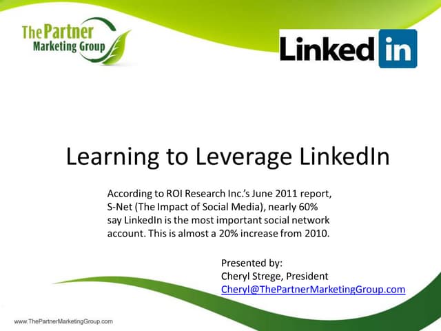 Using Linked In To Drive Lead Generation April 2012 Final