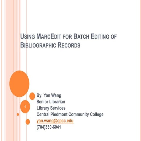 Using MarcEdit for batch cataloging | PPT