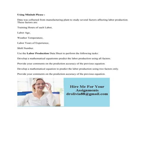 Using Minitab Please Data Was Collected From Manufacturing Plant To docx