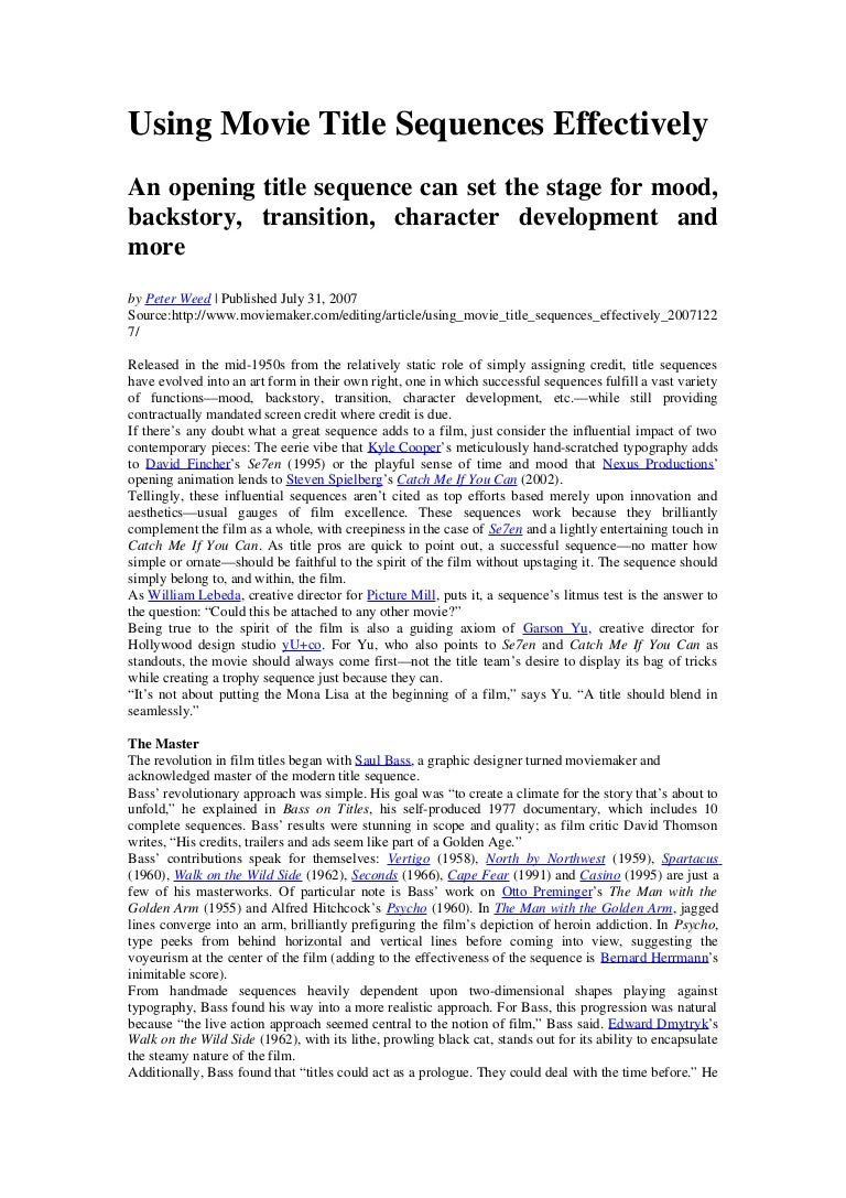 Using movie title sequences effectively