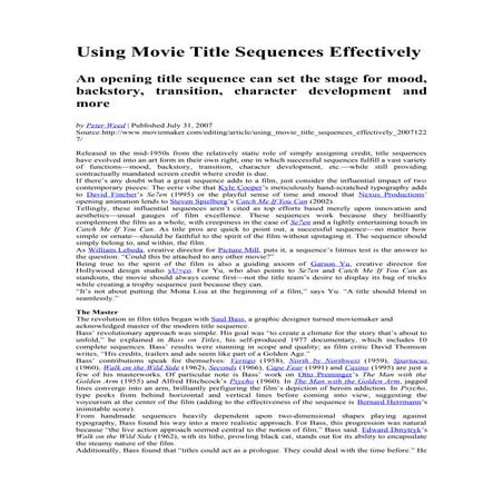 Using movie title sequences effectively