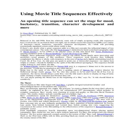 Using movie title sequences effectively