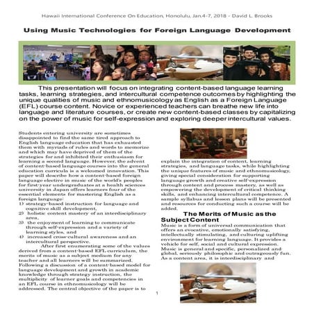Using Music Technologies for Foreign Language Development 