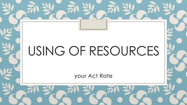 Using of Resources