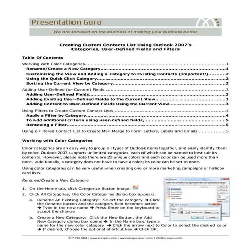 Using Outlook 2007 To Create Custom Contact List