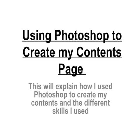 Using photoshop for contents
