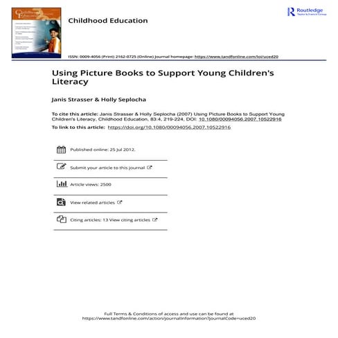 Using picture books to support young children s literacy