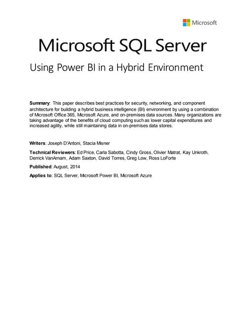 Using power bi in hybrid it