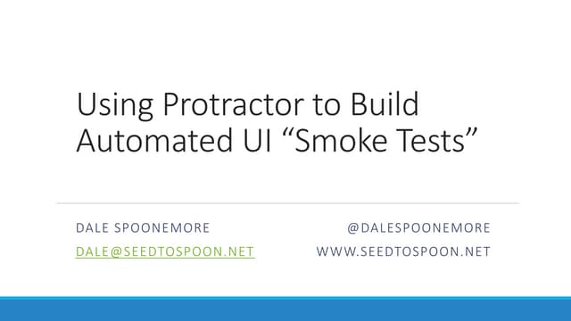 Automated Smoke Tests with Protractor