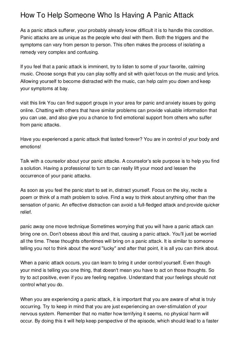 How to help someone with a panic attack examples and forms