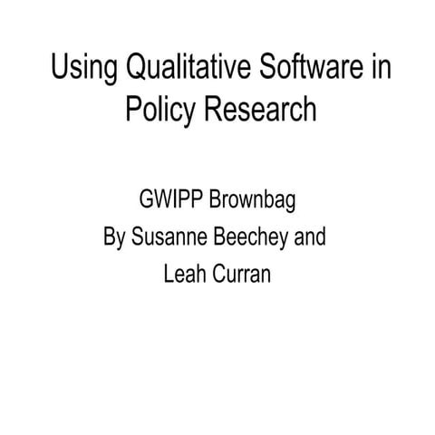 Using qualitative software in policy research