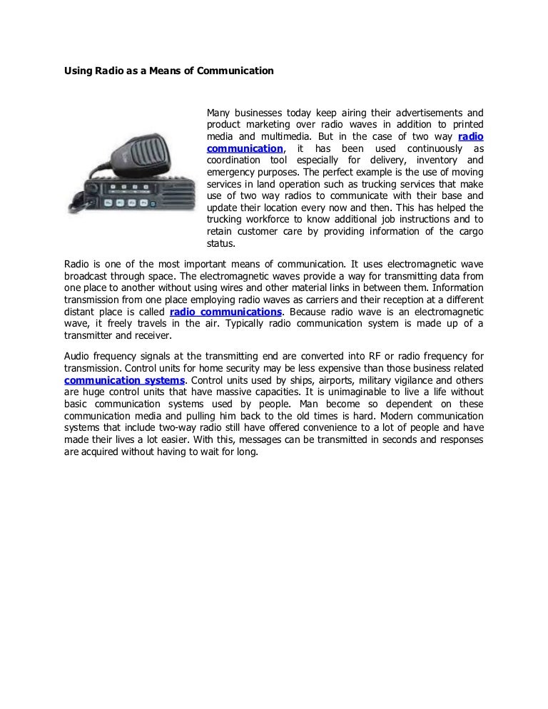 Using Radio as a Means of Communication
