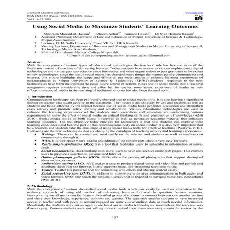 Using social media to maximize students’ learning outcomes