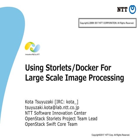 Using Storlets/Docker For Large Scale Image Processing