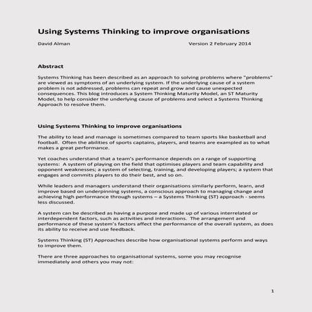 Using systems thinking to improve organisations