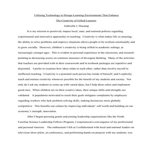 Utilizing Technology to Design Learning Environments that Enhance the Creativ...