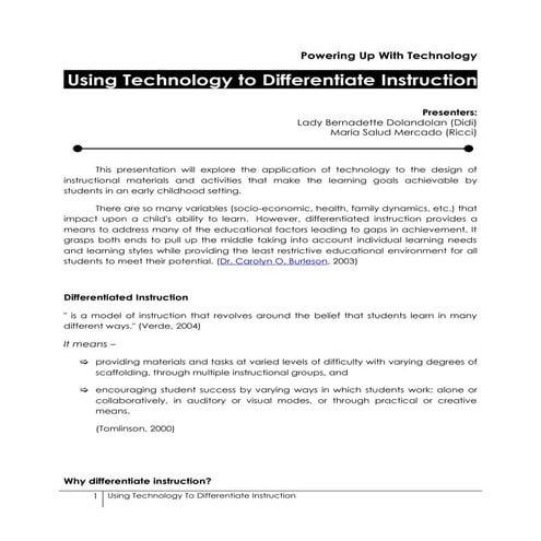 Using Technology To Differentiate Instruction 1