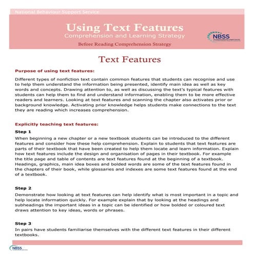 Using text features in content textbooks