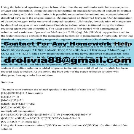 Using the balanced equations given below, determine the overall mola.pdf