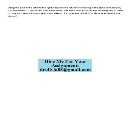 Using the data in the table to the right calculate the retu.pdf