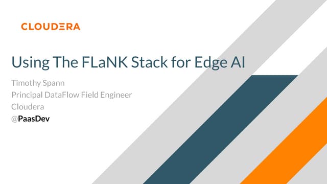 Using the FLaNK Stack for edge ai (flink, nifi, kafka, kudu)