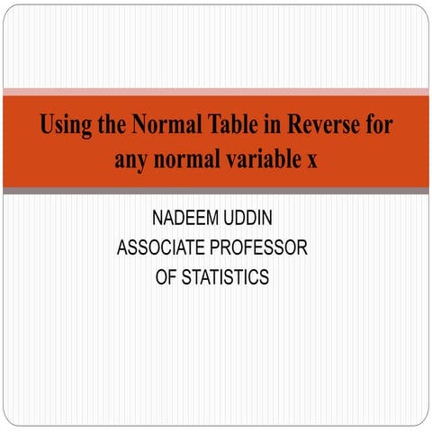 Using the normal table in reverse for any normal variable x