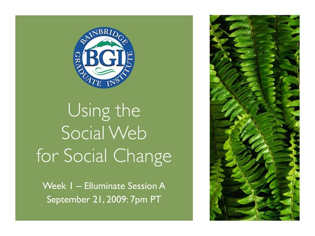 Week 1 Using The Social Web For Social Change - Elluminate (#bgimgt566sx)