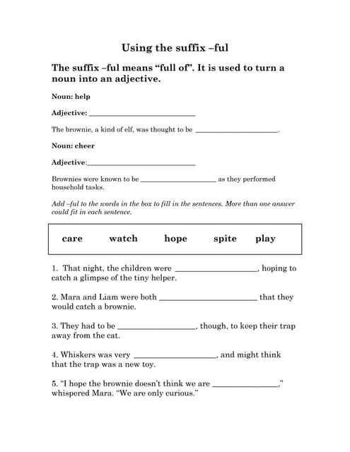 Using the suffix –ly