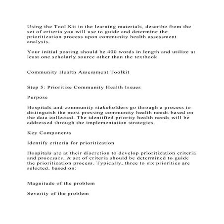 Using the Tool Kit in the learning materials, describe from the set .docx