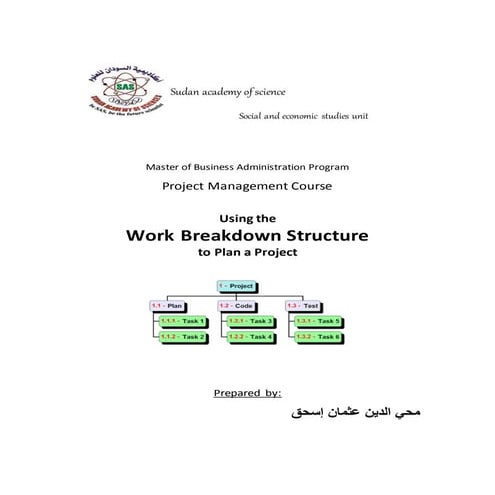 Using the work breakdown structure to plan a project