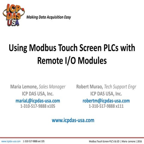 Using Modbus Touch Screen PLCs w Remote I/O Modules