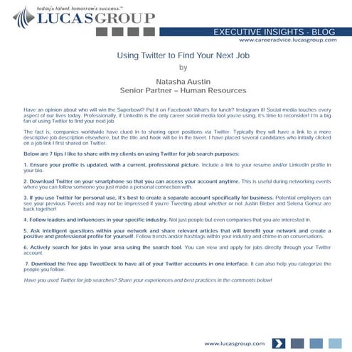 Using Twitter to Find Your Next Job